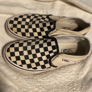 Women’s Size 7 Checkered Vans Slip Ons